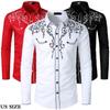 Mens Western Cowboy Embroidered Shirt Slim Fit Casual Long Sleeve Button Down Party Shirts S-2XL