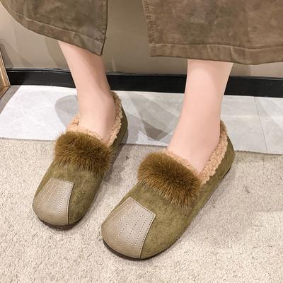 Модные европейские и американские ретро плюшевые женские туфли 2024 года, новый дизайн сращивания, дышащая хлопковая обувь, плюшевые туфли Zapatos Mujer