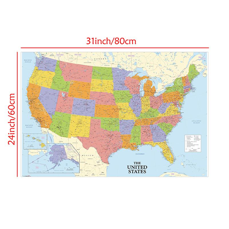 The World Political Map Detailed Painting Wall Art Poster Home Decoration School Education Supplies