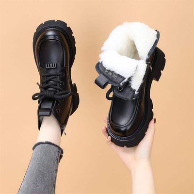 Меховые интегрированные зимние сапоги женские зимние шерстяные ботинки Мартин холодостойкие и теплые хлопковые ботинки из овечьей шерсти на толстой подошве