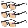 3PCS Half-Rim Reading Glasses Men Women Artificial Crystal Glass Lens Presbyopia Glasses +100 To +400