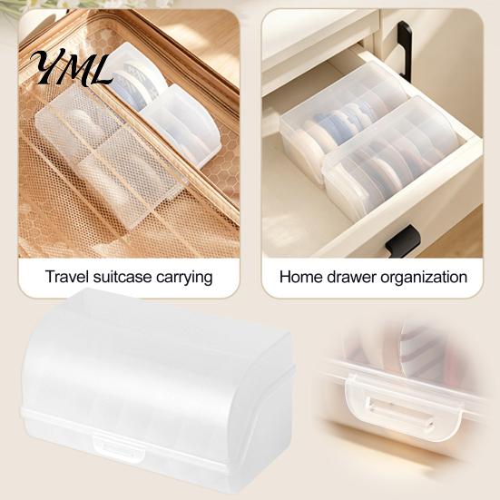 Small Accessory Storage Box Powder Puff Box, Flip-top Lid Transparent Makeup Sponge Holder, Stackable Bin Cosmetic Case for Dressing Table And Travel