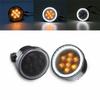 Pair LED Amber Grill Turn Signal Light for Jeep Wrangler JK 07-18 Halo Ring Angel Eye DRL Smoke Lens