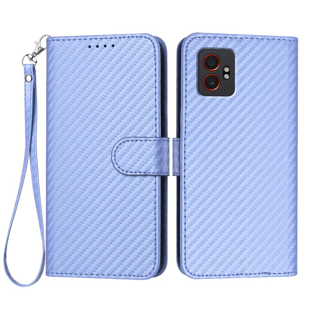 For Samsung Galaxy XCover7 Pro Wallet Case with Strap Carbon Fiber Texture Leather Mobile Cover