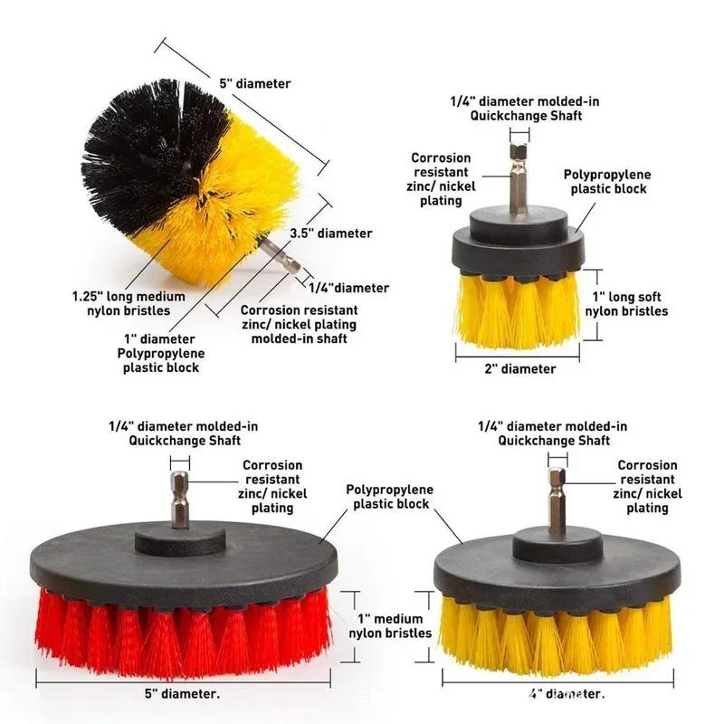 Universal 2-3.5-4-5 Inch Electric Scrubber Brush Kit Multi-Surface Bath Tub Cleaning Drill Brush Set