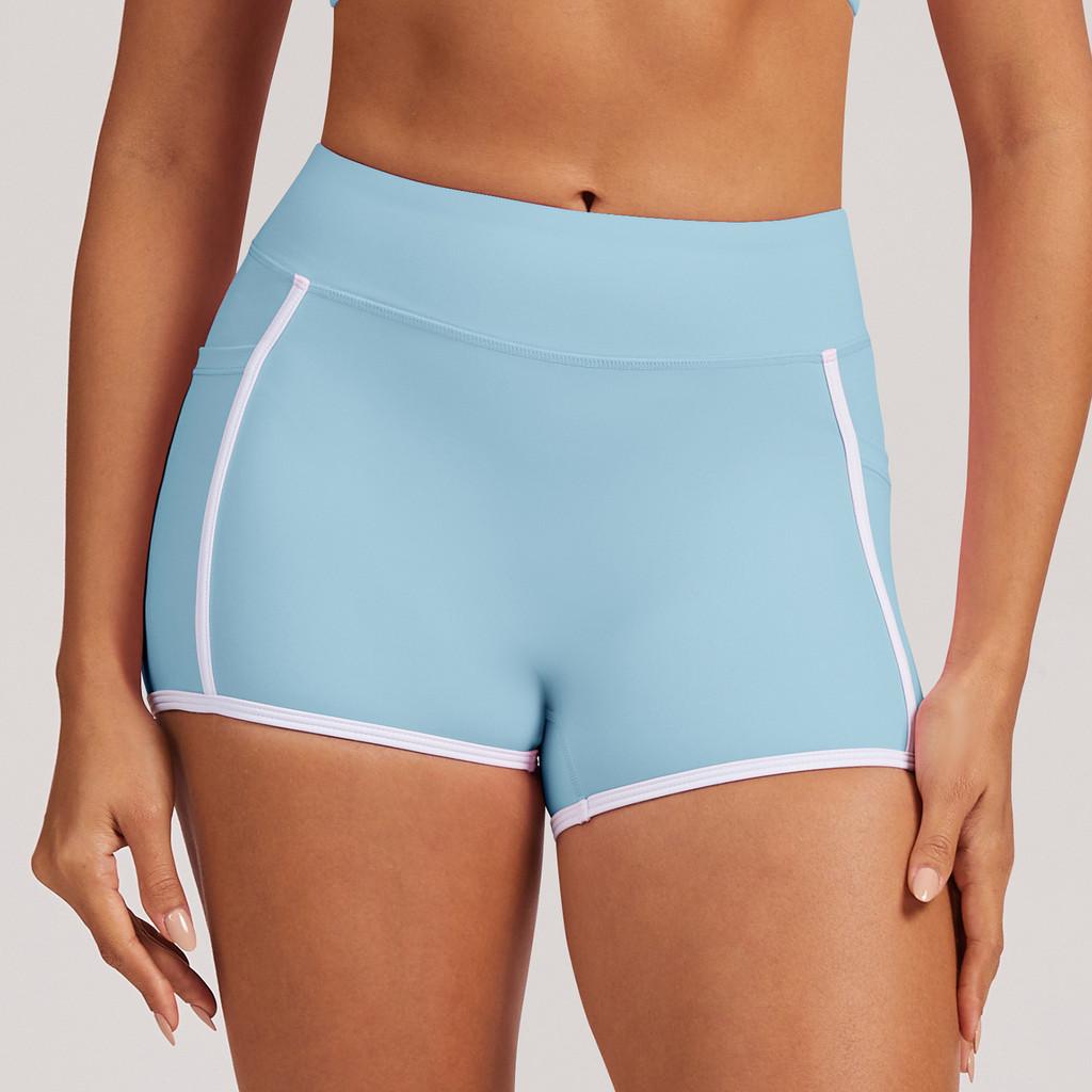 Womens Colorblock Yoga Shorts With High Elastane For Running And Fitness Training