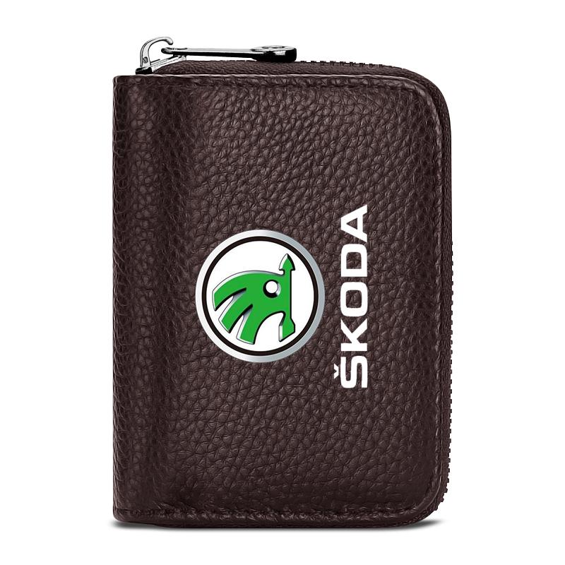 Кошелек из натуральной кожи для водительского удостоверения, ID-карты, банковских карт для Skoda Octavia Fabia A7 Kamiq Kapoq Kodiaq Rapid SCALA Superb Yeti Derivati