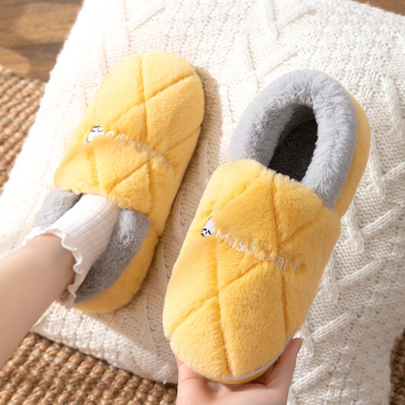 Универсальные хлопковые тапочки на каблуке для женщин, зимние домашние тапочки для дома, нескользящие теплые плюшевые хлопковые туфли для мужчин
