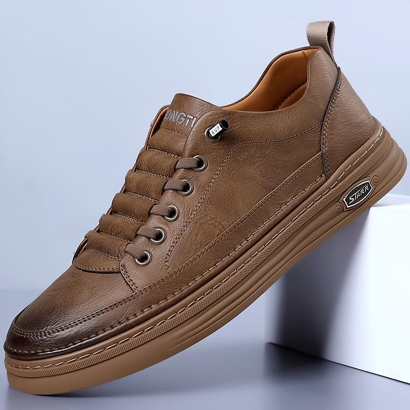 Модные мужские повседневные кожаные оксфордские туфли в винтажном стиле с мягкой подошвой, кроссовки для прогулок на открытом воздухе, универсальная мужская обувь для треккинга