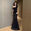 Sexy One Shoulder Bra Dress Slim Fit Slim Wrap Hip Floor Sweeping Women's Evening Dress