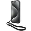 Bmw Signature Leather Wordmark Cord Case For Iphone 15 Pro - Black