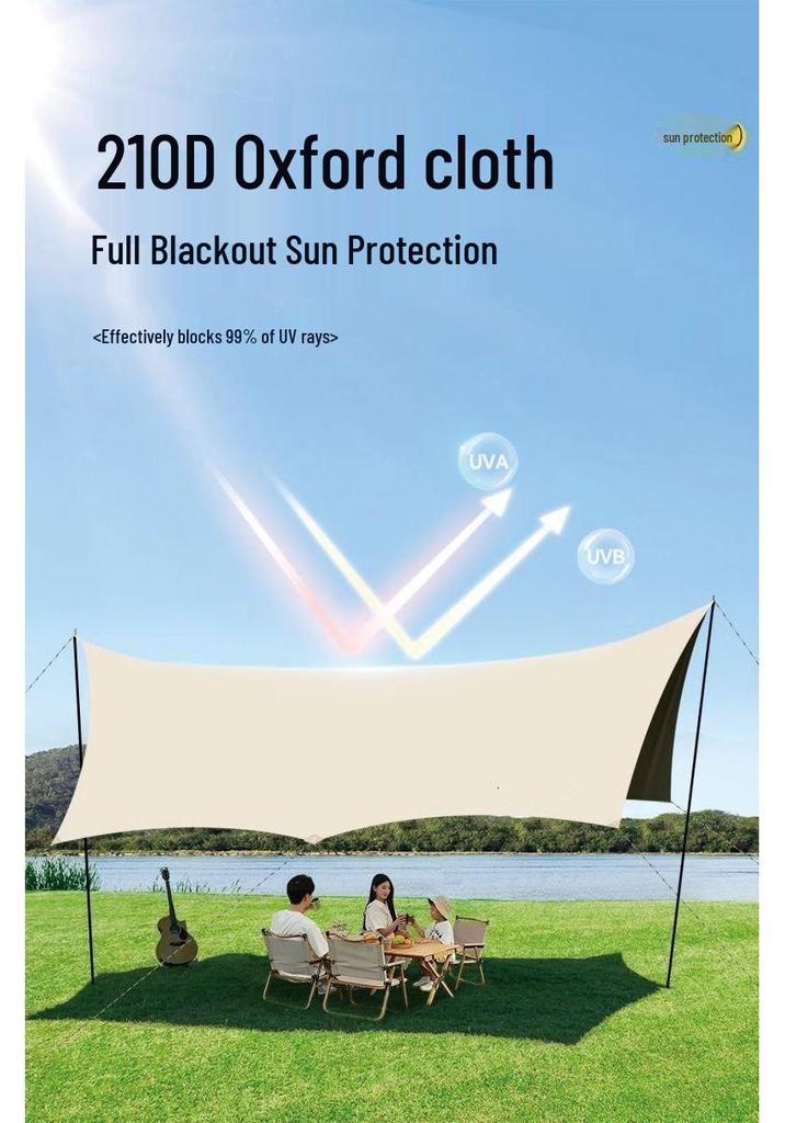 Black Butterfly Portable Camping Canopy: Large Outdoor Sunshade & Rainproof Picnic Tent