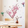 Наклейки на стену с изображением ветки персикового цвета, птицы, бабочки, спальни, гостиной, фона, домашнего декора, самоклеящиеся обои