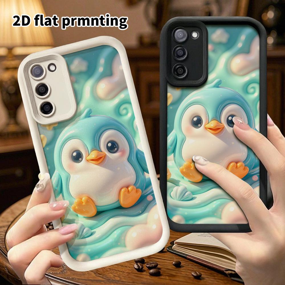 Phone Case: 2D flat design suitable for Samsung Galaxy A34 A35 M05 M06 S20 S22 S21 FE Plus 5G protective case, jelly little penguin, perfect Christmas