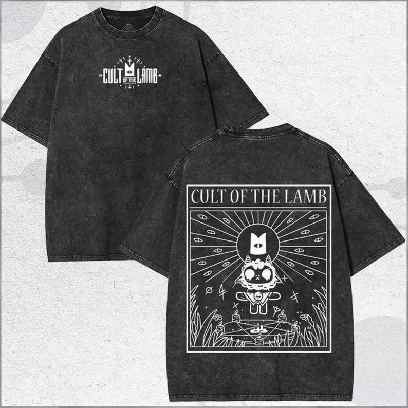 Cult of The Lamb Washed Tshirt Personality Clothes Suitable for All Seasons Plus Size Unisex Streetwear Daily Wear Cool Top