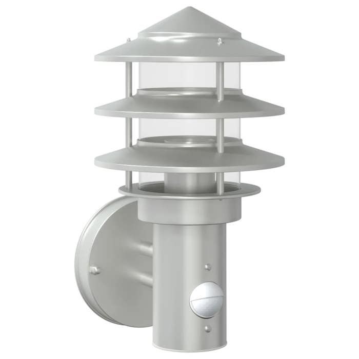 VidaXL Applique murale d'extérieur et capteur argenté acier inoxydable, éclairage mural d'extérieur, lampe murale de jardin, 4006230