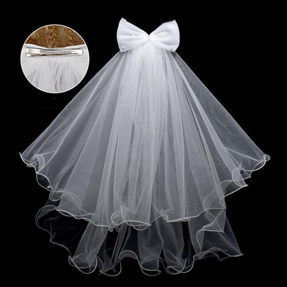 Flower Marry Veil Pearl Wedding Gauze Simple Bride Head Gauze Women