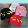 Color Solid Letter Pgwer Trendy Pattern Knitted Hat Wind Protection Teens For
