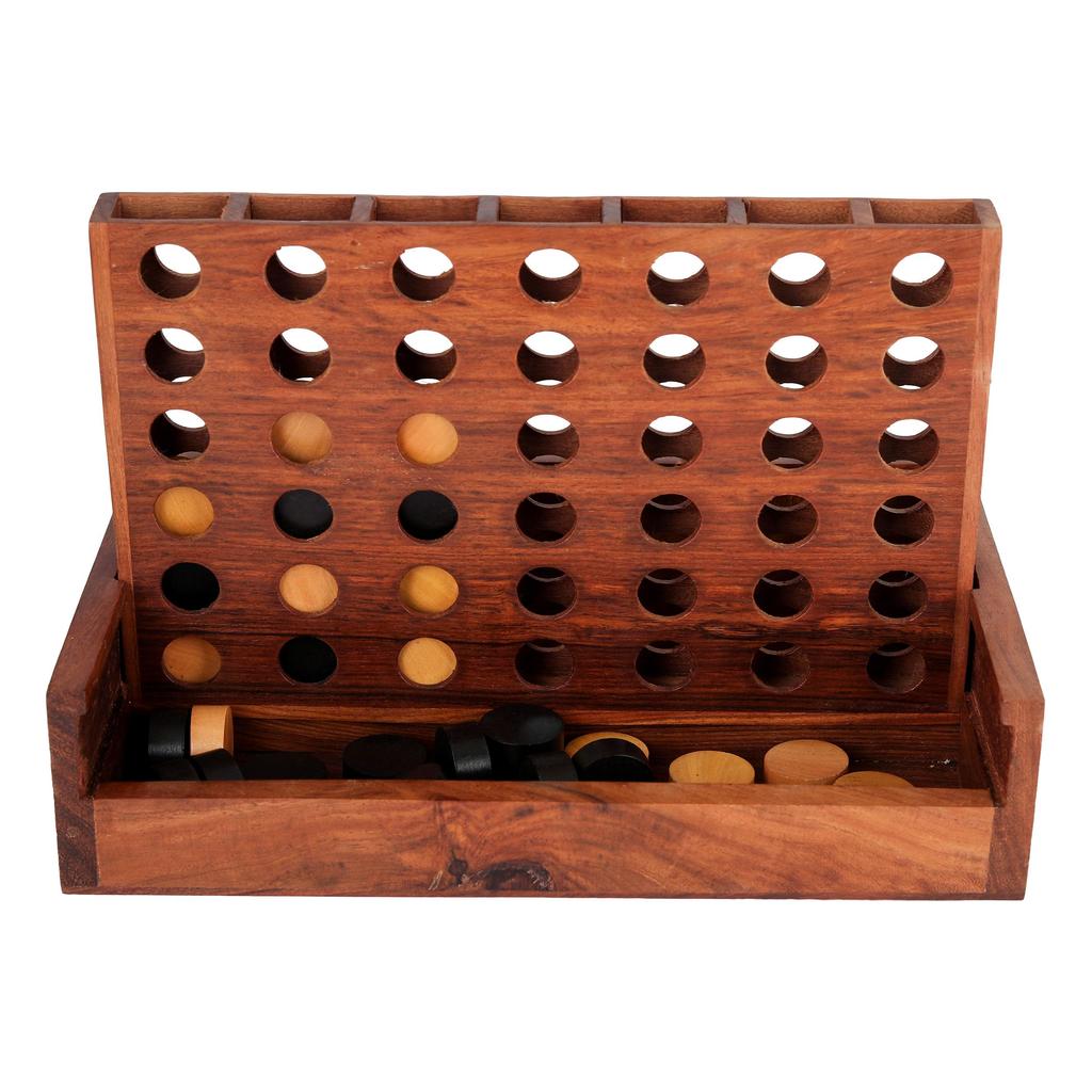 Shriji Crafts Wooden Connect In a Row Game Classic 4 In a Line Board Game