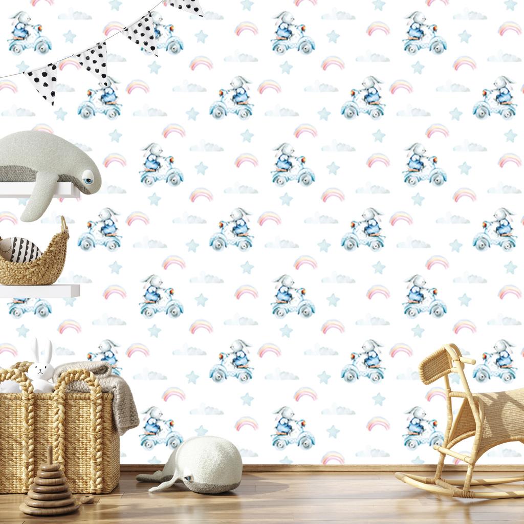 Rabbits in front of the stars wallpaper for living room and bedroom 50x1000