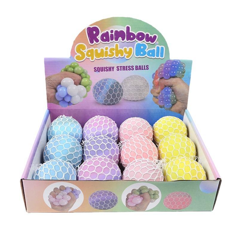 Трехцветный антистрессовый виноградный мячик - Меняющая цвет игрушка для сжимания