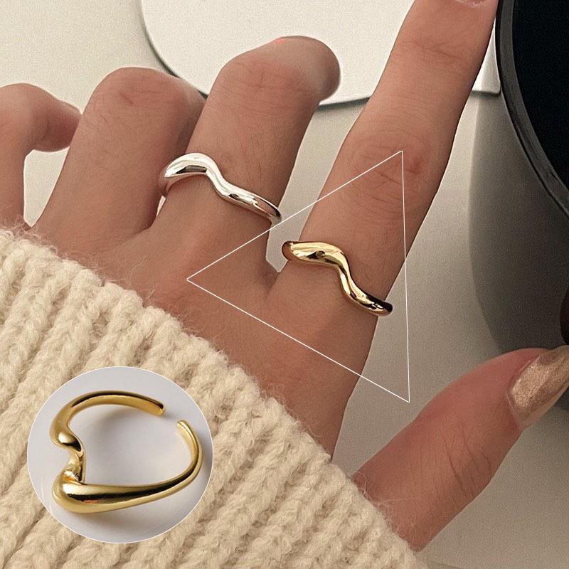 Geometric High-Polish Criss-Cross S925 Silver-Plated Open Ring - Women's Stackable Index Finger Jewelry