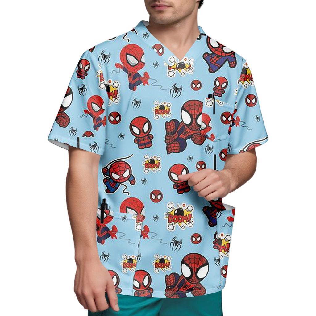 Мужской топ с коротким рукавом и V-образным вырезом с принтом нагрудного кармана