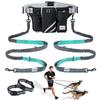 Hand Hands Free Dog Leash with Zipper Pouch Waist Belt with Multi Pockets Bag Reflective Stitching Bungee with Running Jogging