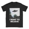 The X Files Movie T-Shirts Men I Want To Believe Novelty 100% Cotton Tee Shirt Crew Neck Short Sleeve T Shirts Printed Clothes