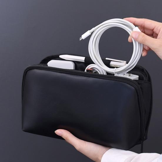 Сумка для электронных аксессуаров Многосекционный дорожный органайзер для технических аксессуаров Водонепроницаемый чехол из искусственной кожи