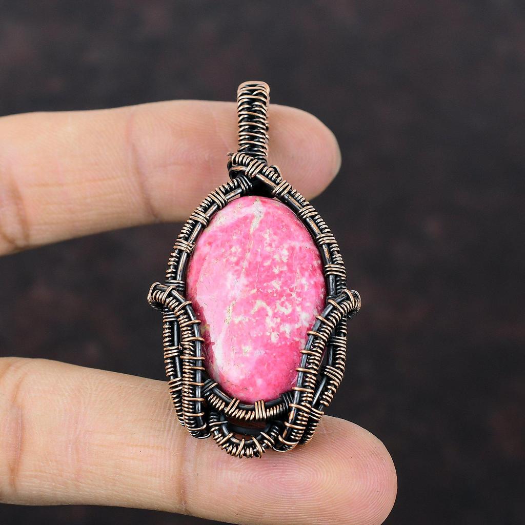 Подвеска из драгоценного камня Тулит, подвеска из медной проволоки, антикварная подвеска, подвеска из тулита, подвеска ручной работы, подвеска из медной проволоки, подарок для мамы