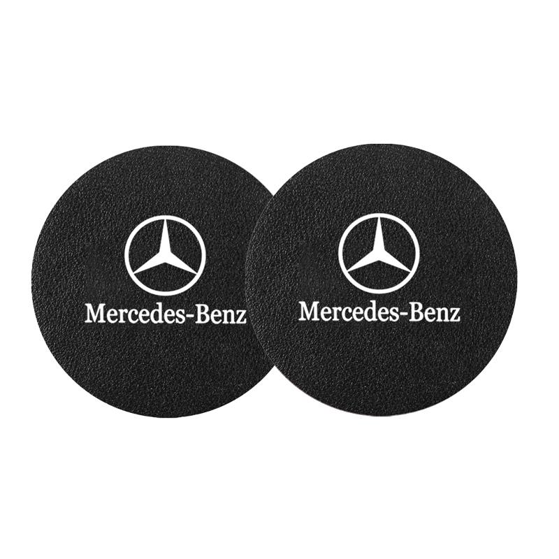 2Pcs Car Coasters Water Cup Mats Waterproof Slot Pads For Mercedes Benz AMG W203 W204 W205 W209 W210 W211 W212 W176 BL1