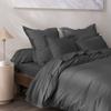 Housse de couette percale de coton peigné "Julian" toutes dimensions Coton Pur - 260x240 - Julian Ardoise