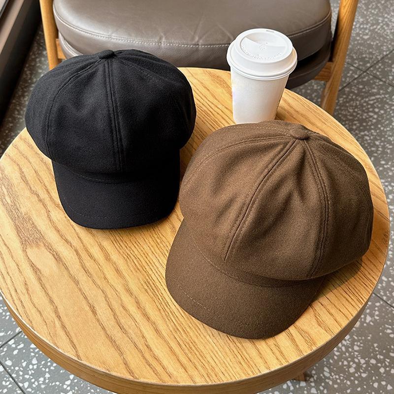 Женский винтажный однотонный берет, осенне-зимняя восьмиугольная кепка газетчика, кепка художника, женская, для девочки, ветрозащитная, кепка художника, с козырьком