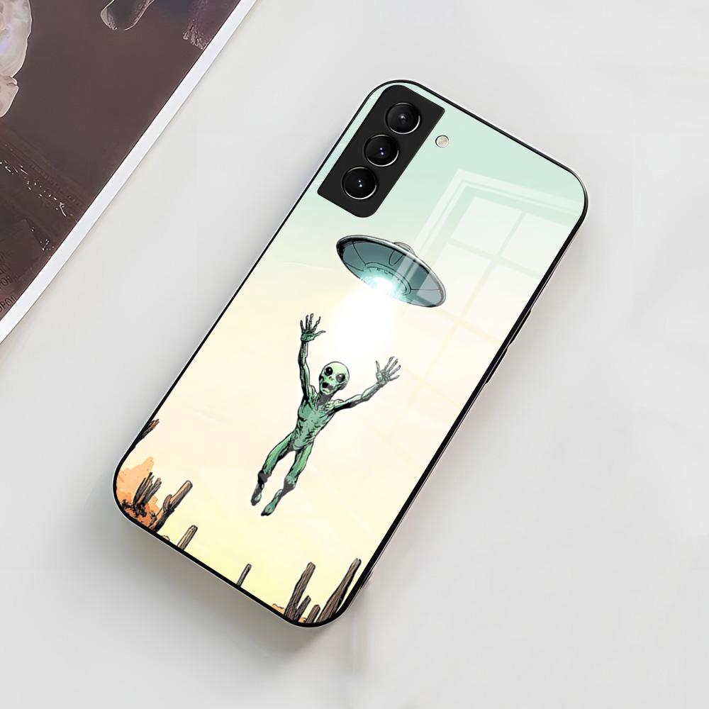 Смешной Космический НЛО Инопланетная Штука Чехол для Телефона Для Samsung A56 A36 A26 A16 A15 A25 A35 A55 A14 A34 A24 A54 Стеклянный Чехол
