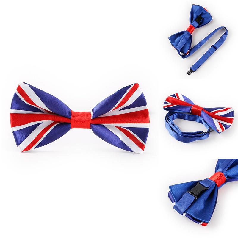 Стильный шелковый галстук-бабочка с флагом Великобритании и США для маскарадных костюмов