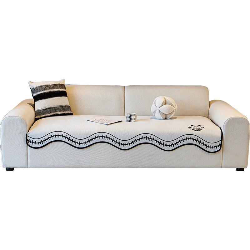 Embroidery High-End Special-Shaped Sofa Cushion Universal In All Seasons New Straight Row Seat Cushion Fixed Non-Slip Cover