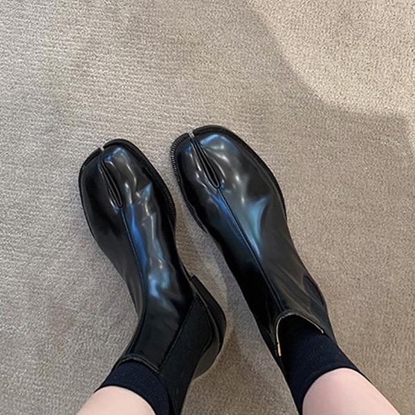 Женские ботильоны с раздельным носком, кожаные ботинки высокого качества, Botas Mujer, зимние ботинки на эластичной трубке, женские таби-ниндзя, ботин...