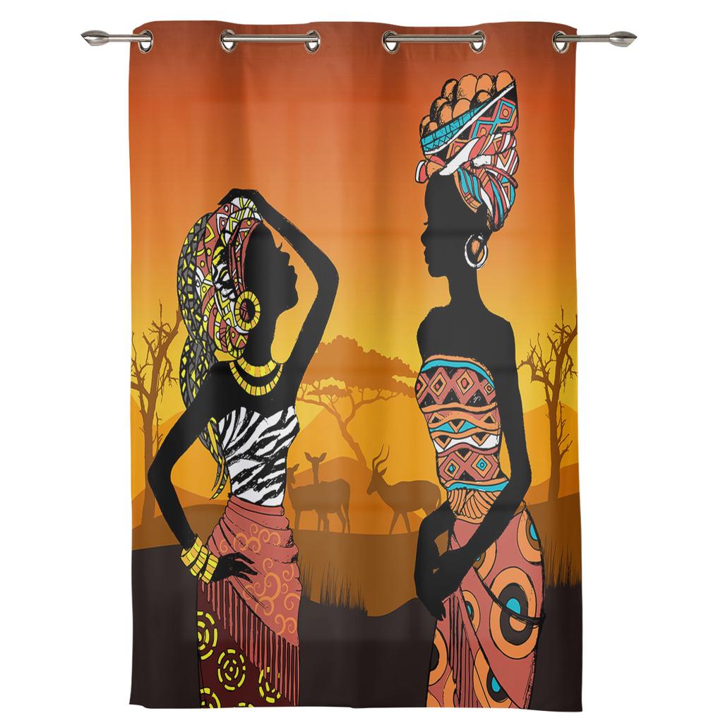 Ethnic Style African Women Black Women Curtains for Bedroom Living Room Drapes Kitchen Children's Room Window Curtain Home Decor