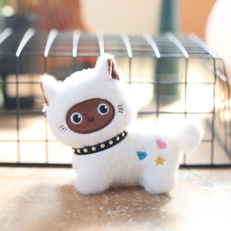 Cute Kitten Plush Keychain Stuffed Animal Backpack Accessory Soft Pp Cotton Doll