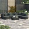 Garden Furniture Set - vidaXL - 8 Pcs - Black Wicker - Cushions Included - Outdoor
