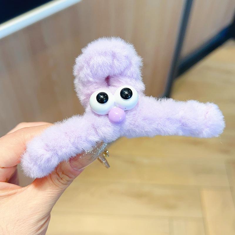 Осень/Зима Милая Плюшевая Заколка-Краб с Большими Глазами для Женщин