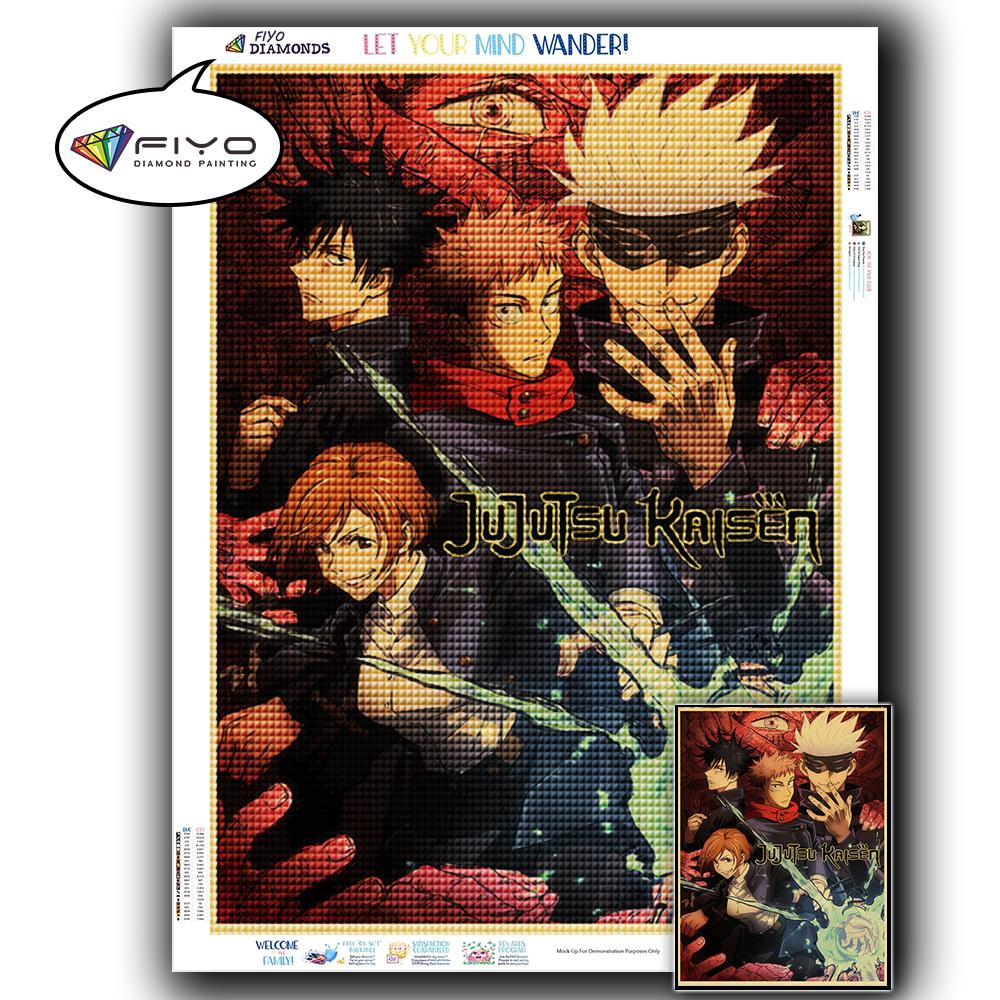 5D DIY Алмазная вышивка Аниме Дзюдзюцу Кайсен Картина Стразы Алмазная живопись Бумага Винтаж Плакат Алмазная мозаика Рукоделие Домашний декор