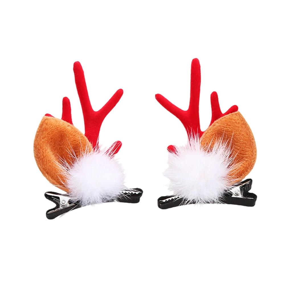 Christmas Decorative Deer Antler Hair Clip Party Costume Accessory Halloween Adult Hair Card Adorable Girl Heart Festival Gift