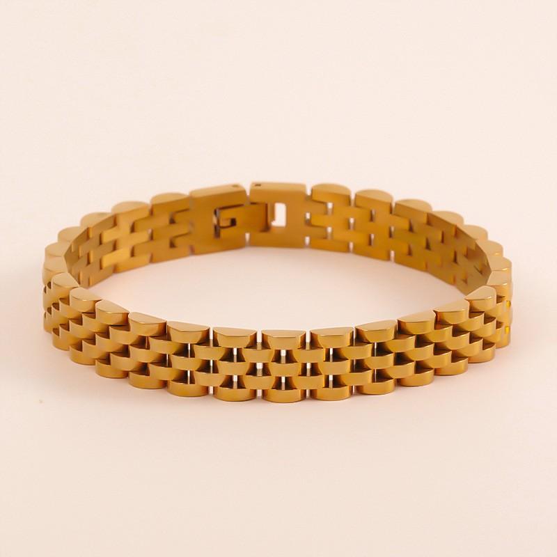 Titanium Steel Bracelet Men Women Geometric Minimalist Hip Hop Style Gold Plated Stainless Wristband Jewelry