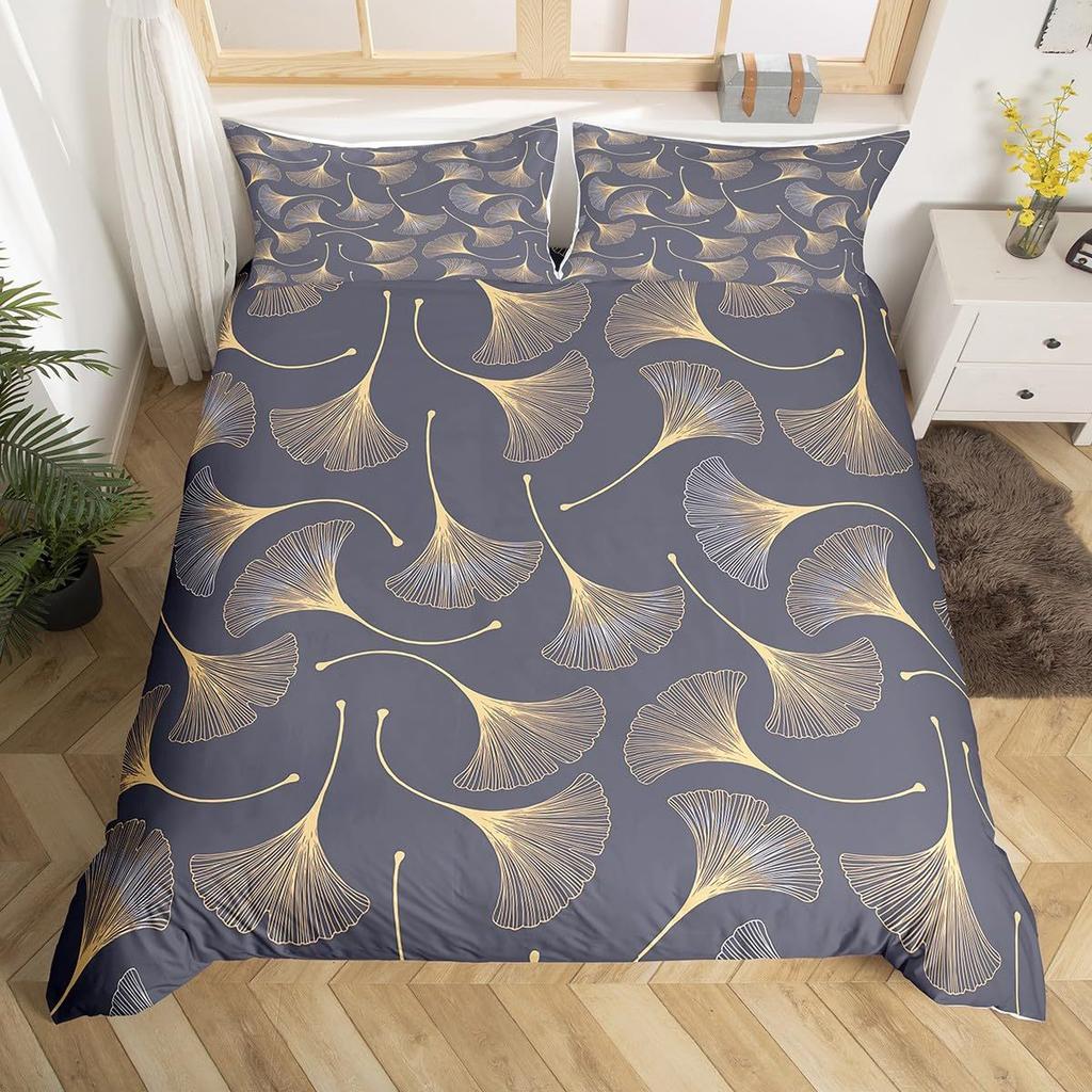 Ginkgo biloba 3D high definition digital printing duvet cover set soft and comfortable bedding