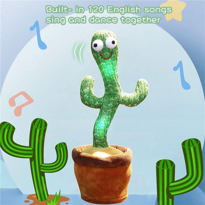 Charming Electronic Shake Body Dancing Cactus Plush Toy With Learning Speaking Feature