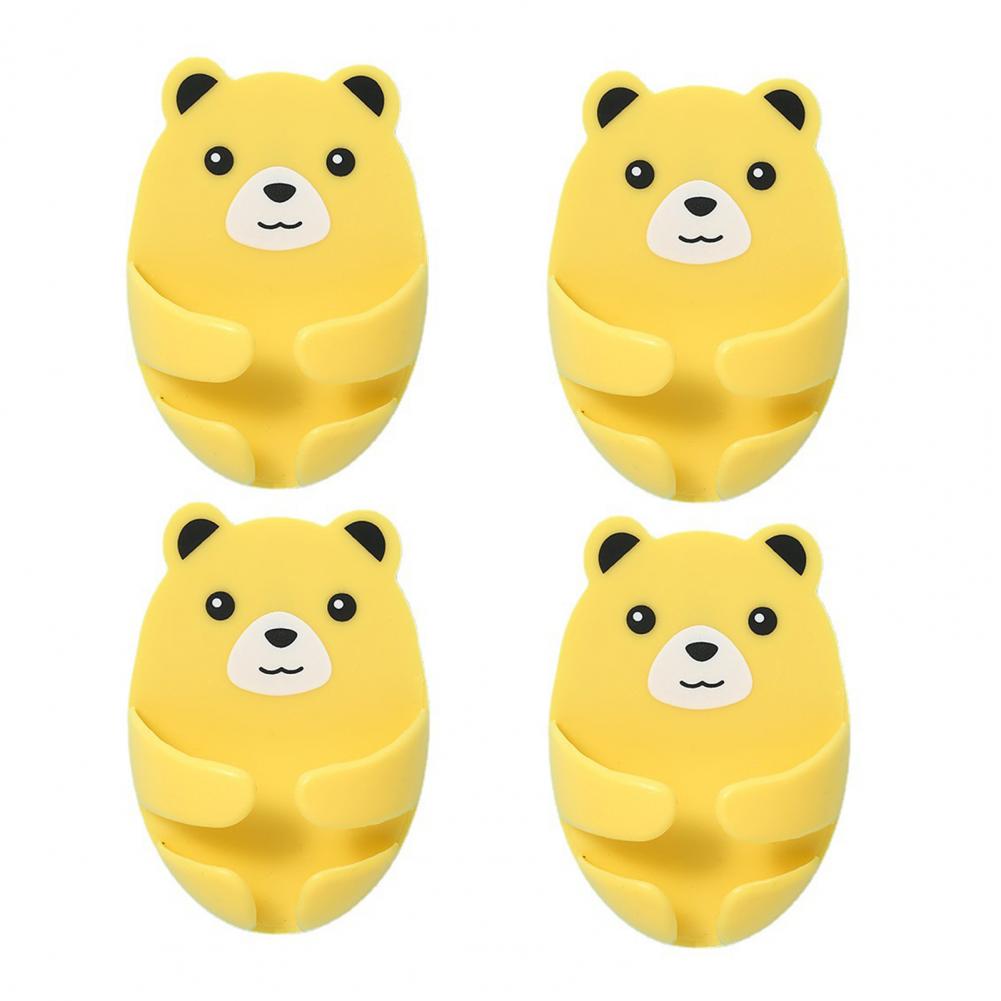 4Pcs Wall Storage Hook Bear Plug Bracket Punch-free Power Plug Socket Holder Kitchen Stealth Hook Wall Adhesive Hanger Bathroom