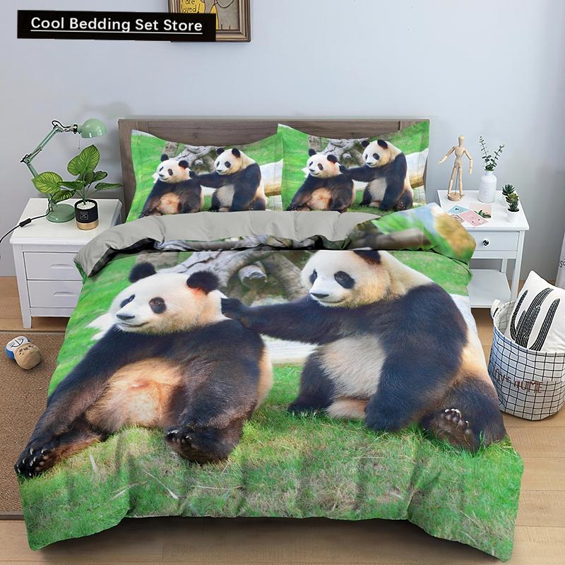 3D Panda Bedding Set Lovely China Black White Animal Duvet Cover King Queen Bamboo Comforter Cover 2/3pcs Polyester Quilt Cover