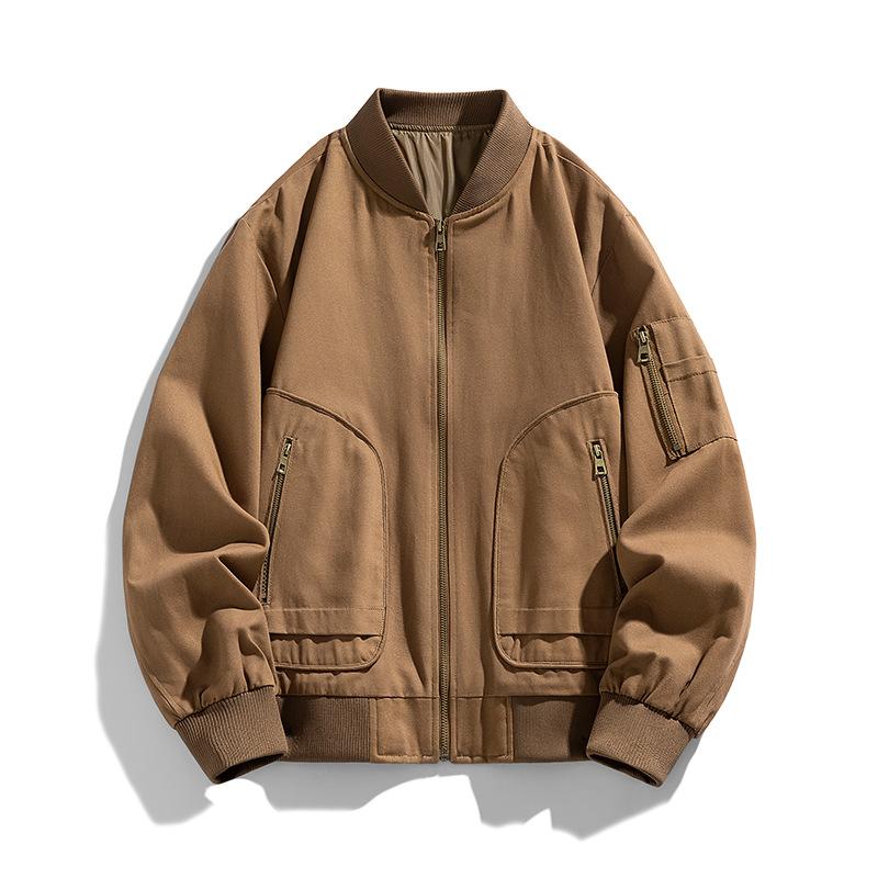 Autumn Jacket Jacket American Baseball Jersey Men's Jacket Tooling Casual Fashion Simple Solid Color Coat